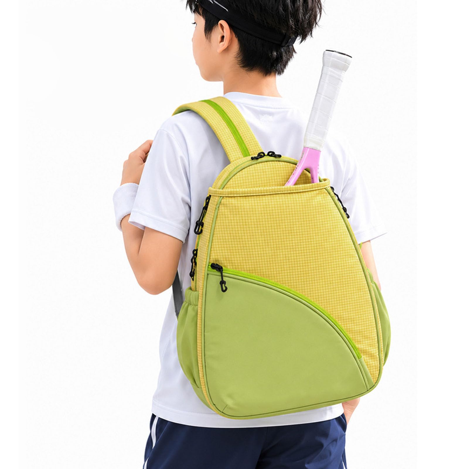 Karlak Zaino da Tennis per Bambini con Scomparto per Scarpe Resistente Tessuto Oxford 13 Litri Giovani Atleti Verde Limone
