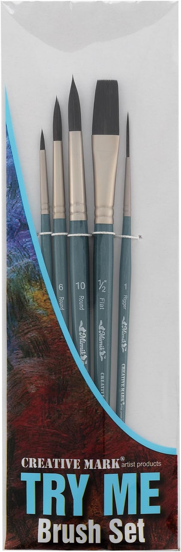 Artist Paint Brush Set - Mimik Synthethic Squirrel Short Handle Paint Brushes - Assorted Sizes - Try Me Pack - 5 Pieces