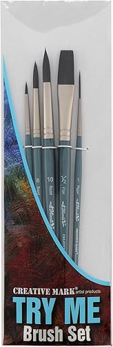 Creative Mark Mimik - Juego de pinceles sintéticos de mango corto, diseño de ardilla, varios tamaños, paquete de 5 piezas