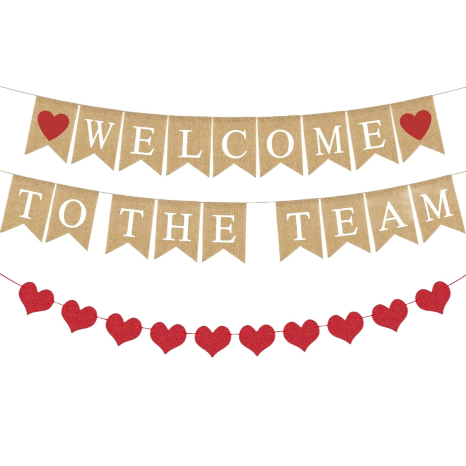 Welcome to The Team Burlap Banner for New Teacher Boss Employee Coworker Staff Colleague Team Member Hanging Garland Kit Paper Banner Bunting