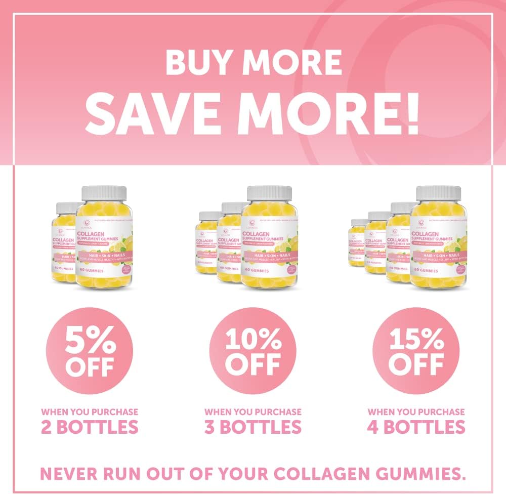 Collagen Gummies for Women and Men with Biotin Zinc Vitamin C and E - Anti Aging, Hair Growth, Skin Care & Strong Nails Protein Collagen Supplements - Non-GMO, Gluten Free - 60 Collagen Gummy Vitamins : Health & Household