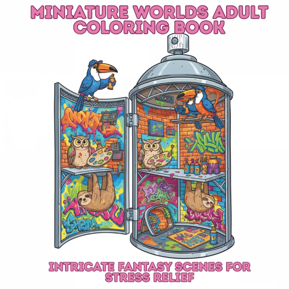 Miniature Worlds Adult Coloring Book: Intricate Fantasy Scenes for Stress Relief