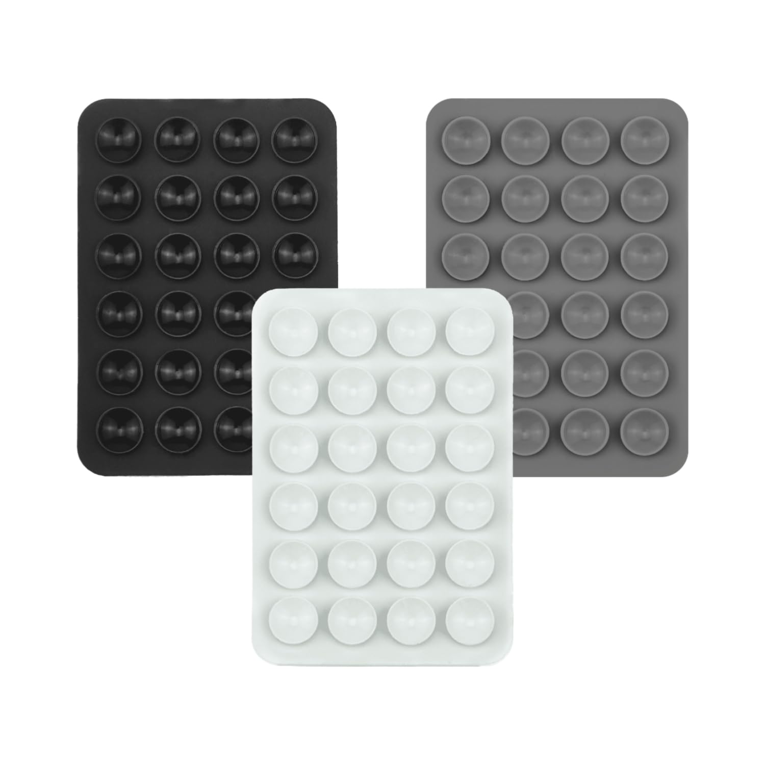 Lot De 3 Supports Téléphone Ventouse En Silicone - 24 Mini-ventouses, Adhère Aux Surfaces Lisses - Pour Voiture, Douche, Cuisine