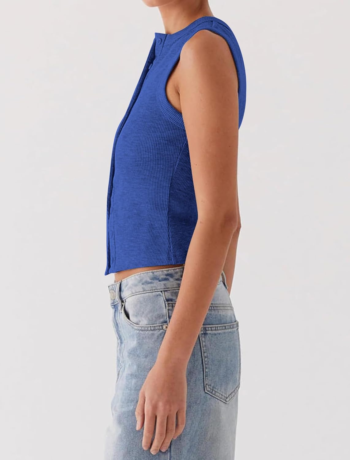 Womens Going Out Tops Summer Spring Ribbed Tank Sexy Crop Cute Y2K Button Down T Shirts Fashion Clothes 2026 - Image 3