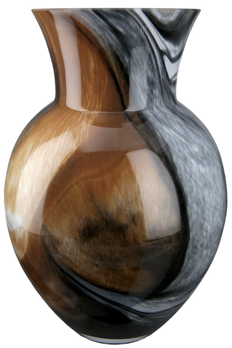 GILDE Draga Glass Vase - Decorative Flower Vase Height 26 cm Brown Black Marble Look - European Manufacture - Image 3