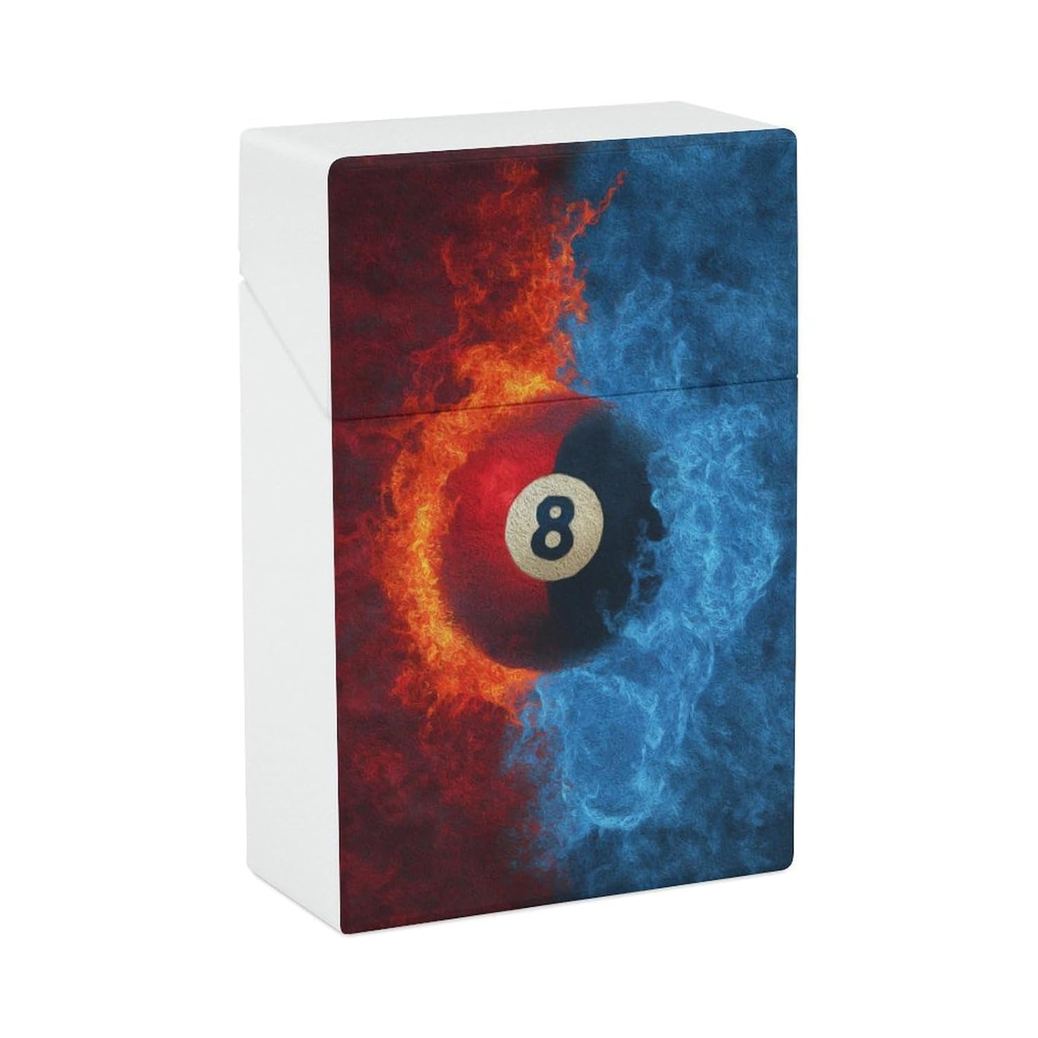 Fantasy 8-Ball Fire Water Red and Blue Cigarette Case Plastic Cigarette Pocket Holder Flip - Image 1 of 7