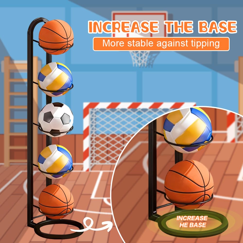 Estante de Almacenamiento de Pelotas 5 Niveles Soporte Vertical para Balón de Fútbol Baloncesto