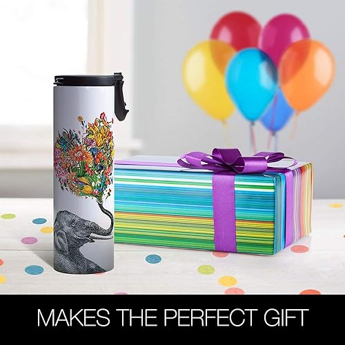 Miniatura 5 de Tree-Free Greetings Love Elephant Flower - Vaso de café de viaje aislado al vacío, taza de acero inoxidable de 17 onzas, para amantes del café