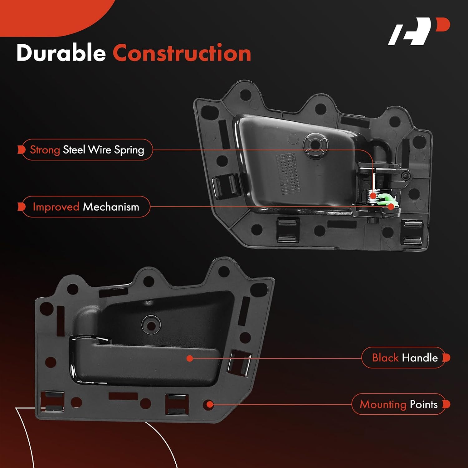A-Premium Inside Interior Door Handles Compatible with Jeep Grand Cherokee 2005-2011, Black Housing with Black Lever, 2-PC Set, Front Driver and Passenger Side