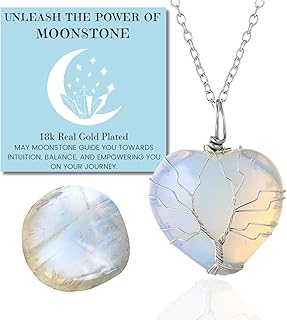 Halukakah Kristalle Steine Frauen Halskette Natürlicher Mondstein/Rosaquarz/Amethystquarz/Obsidian/Jade Platinierter Messi...