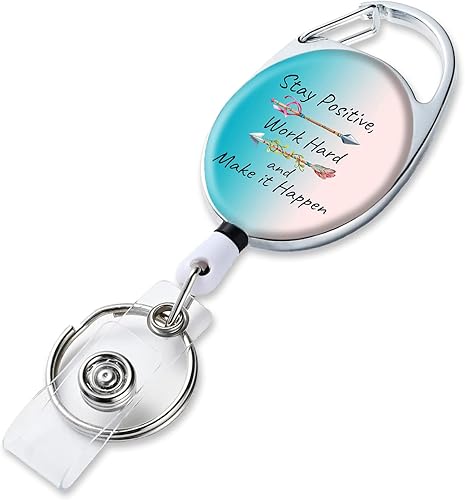 Carrete retráctil para tarjetas de identificación con llavero retráctil para llaves, lindo nombre, carretes de credenciales decorativos para