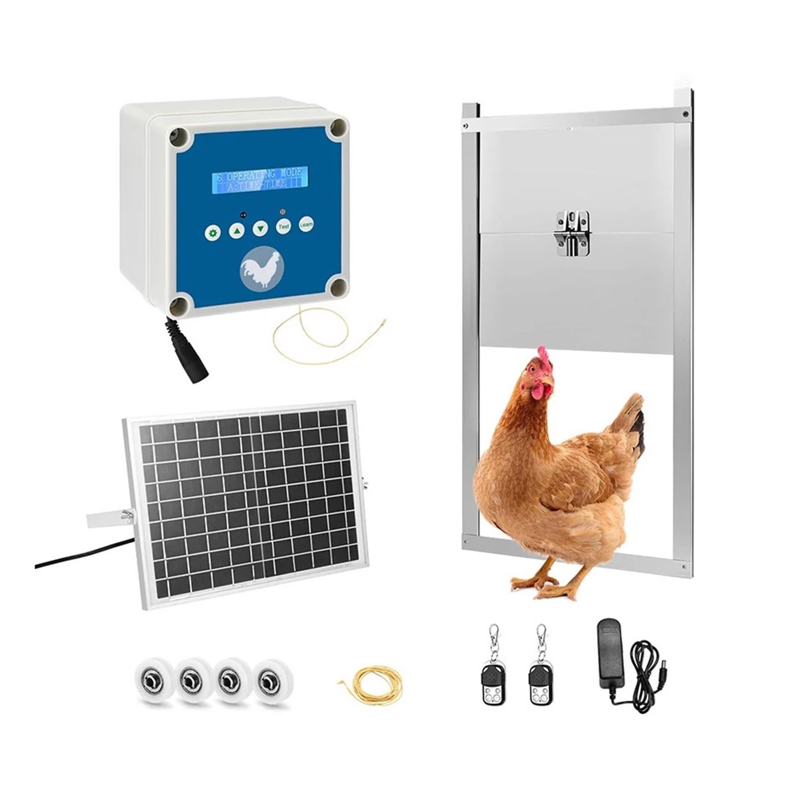 Porta Automatica Del Pollaio Con Sensore Di Luce, Timer Aperto E Chiuso, Schermo LCD, Alimentazione A Energia Solare Sicuro E Affidabile