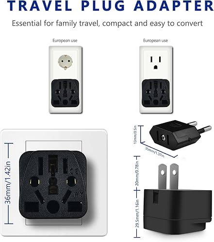 Miniatura 3 de Adaptador de enchufe de Reino Unido a EE. UU., adaptador de viaje Europa AU CN JP Asia Italia Suiza a Estados Unidos y Japón Adaptador de enchufe