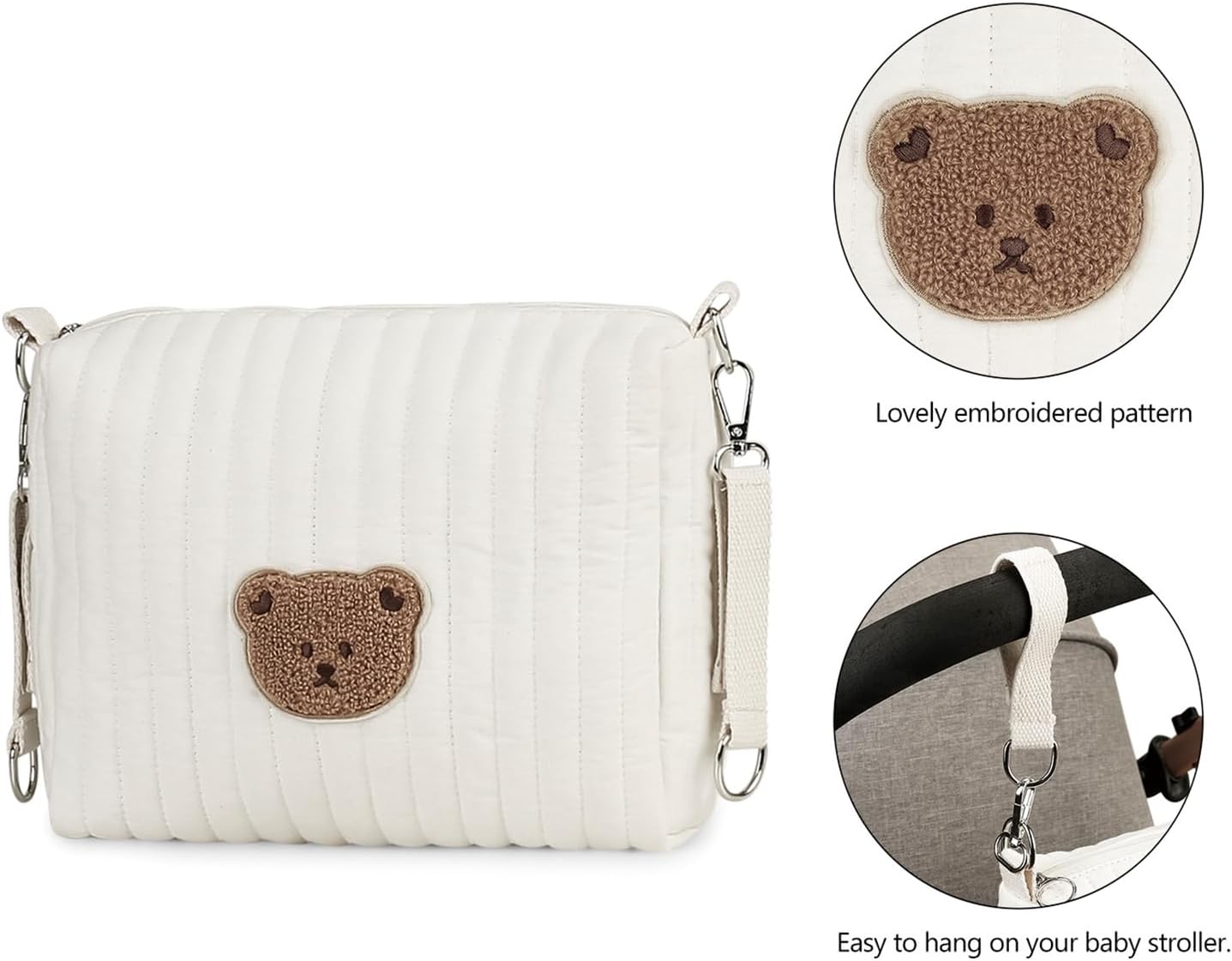 Diaper Bag Organizer, Bear Design Foldable Pouch, Packing Cubes for Diaper Bag with Sturdy Material, Travel and Storage Accessory for Bottle Socks Kids Mom Dad, Maternity Hospital Packing and