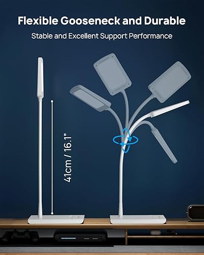 Miniatura 7 de TROND Lámpara LED de escritorio para oficina en casa, 3 modos de color, 7 brillos, lámpara de mesa regulable, luz de lectura para el cuidado de los