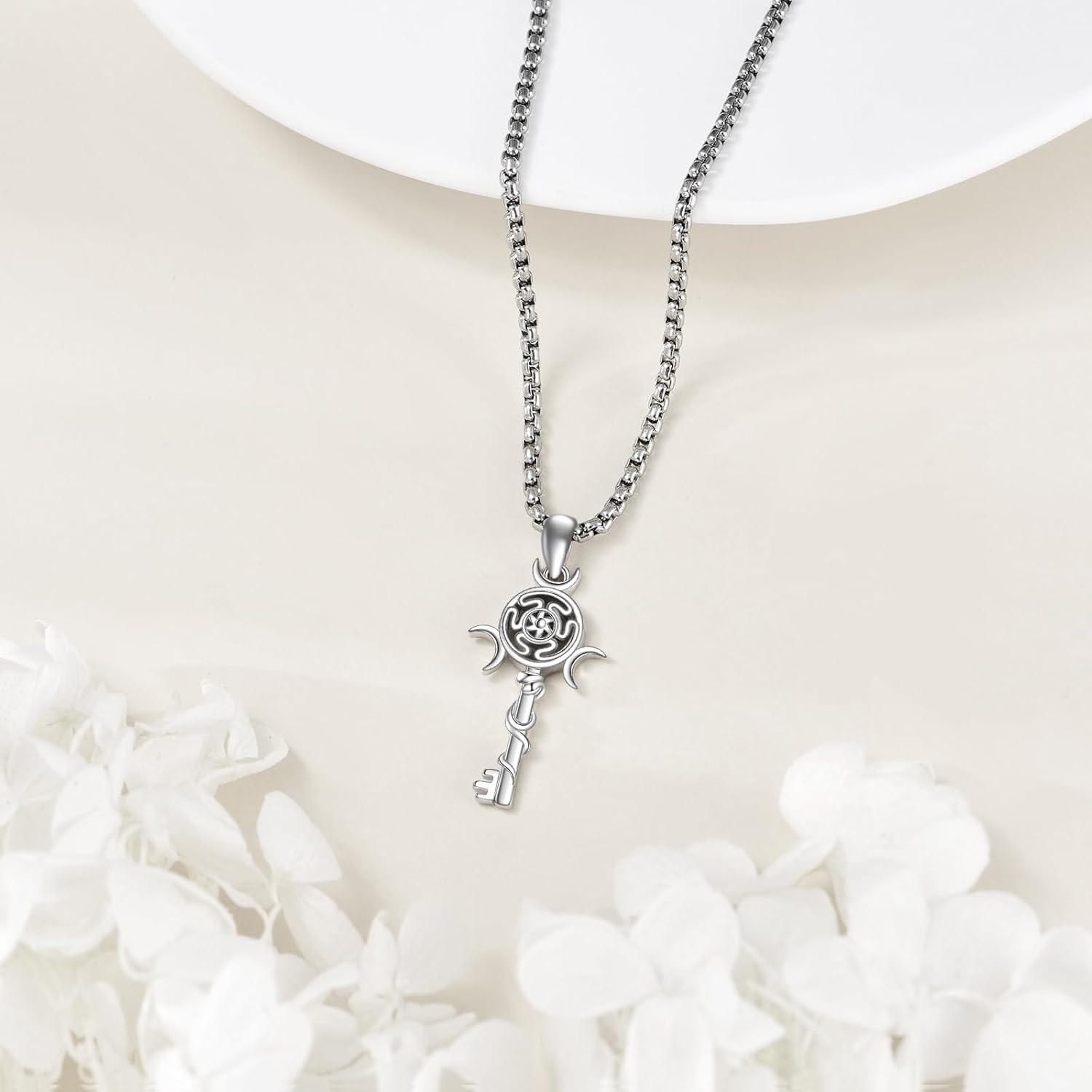 Hecate Necklace for Women 925 Sterling Silver Abalone Shell Hecate Key Pendant Necklaces Jewelry Gifts - Image 3