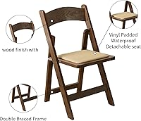 Vista 4 de Wooden Folding Chair with Soft Cushion, Simple and Stylish, Comfortable and Durable, Suitable for Weddings, banquets and Events,Classic-Fruitwood