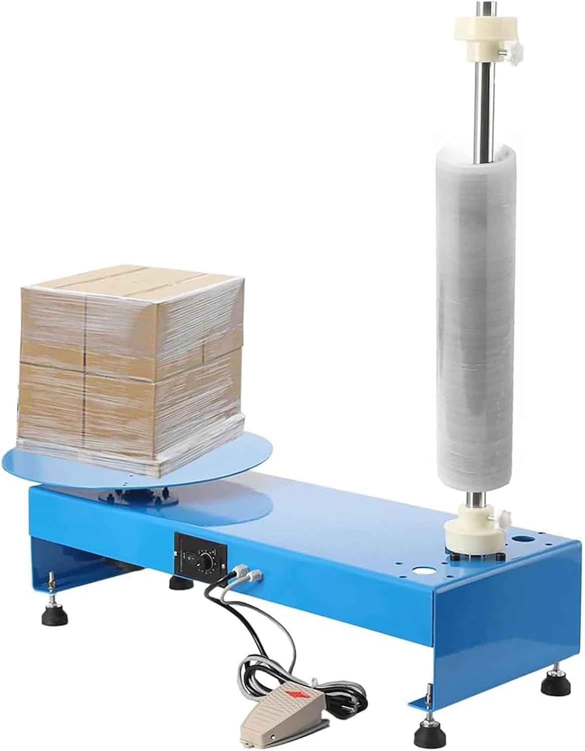 Máquina envolvedora eléctrica de Film Estirable con Plataforma giratoria de Alta Resistencia para flejado y empaquetado Industrial de 40 cm.