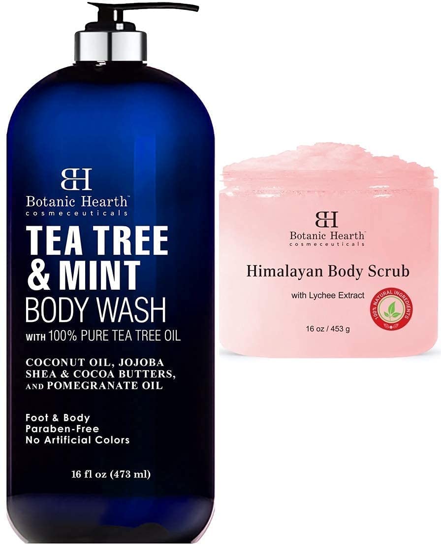 Botanic Hearth Tea Tree Mint Body Wash and Himalayan Scrub