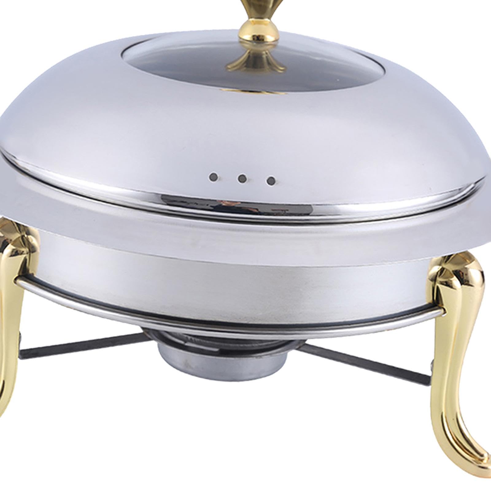 Edelstahl Chafing Dish Buffet mit Abnehmbarer Sicherheitsabdeckung Tragbarer Warmhaltebehälter für Speisen mit Brennpaste für Firmenfeiern, golden
