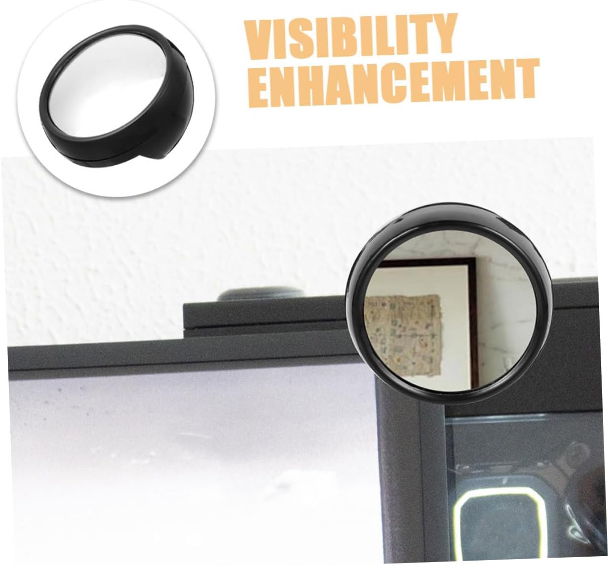 4pcs Convex Rear View Mirror for Office Desk Cubicle Safety Mirror Black Magnifying Desk Monitor Accessory for Enhanced Awareness and Easy Installation