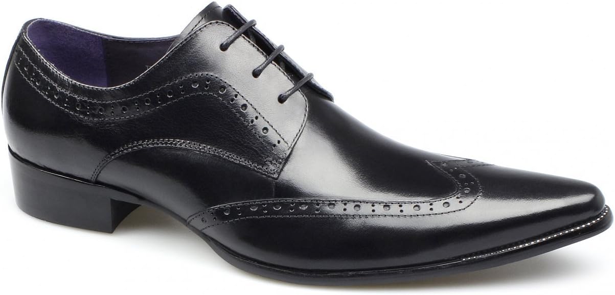 Gucinari AREZZO II Mens Leather Lace Up Cuban Heel Shoes Black 40