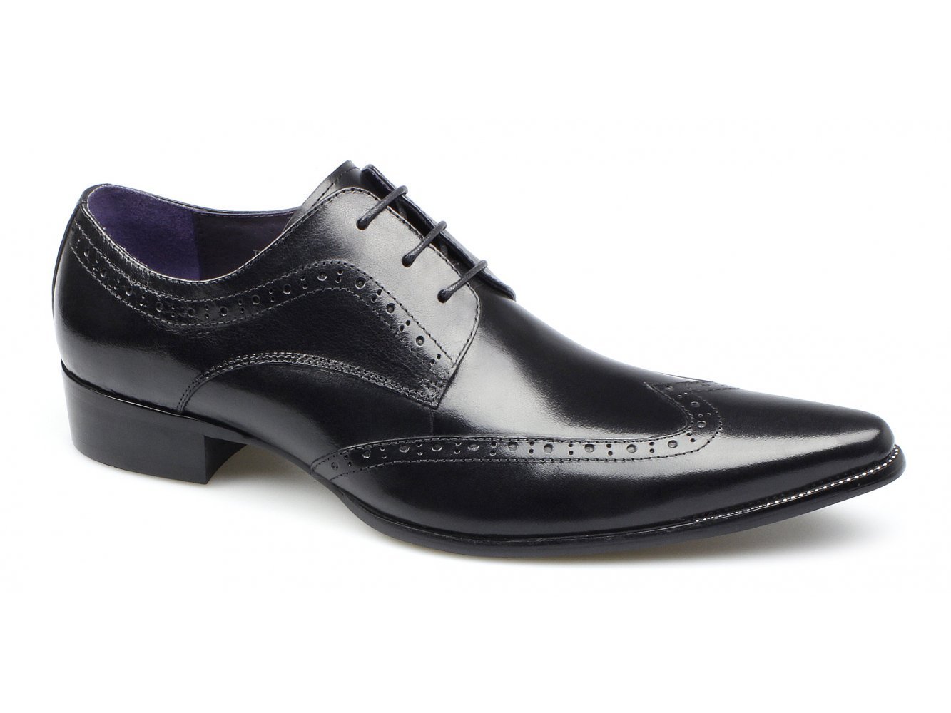 Gucinari AREZZO II Mens Leather Lace Up Cuban Heel Shoes Black 40