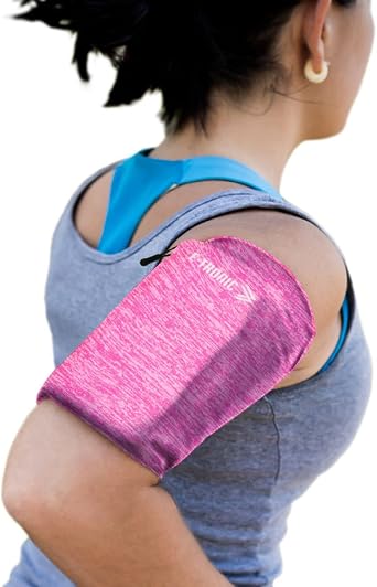 E Tronic Edge Phone Holder for Running, Cell Phone Arm Bands with Reflective Logo, Phone Strap Armband Fits iPhone and Android, Use for Running, Walking, Hiking and Biking, Pink XL