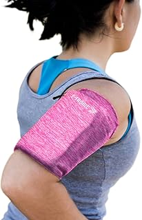 E Tronic Edge Phone Holder for Running, Cell Phone Arm Bands with Reflective Logo, Phone Strap Armband Fits iPhone and Android, Use for Running, Walking, Hiking and Biking, Pink Small