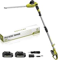 SEYVUM 20V Cordless Pole Hedge Trimmer 20" Blade, 9ft Extendable Reach, Multi-Angle Head, 2x 2.0Ah Batteries & Charger for Shrubs
