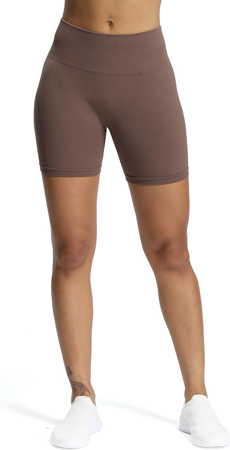 Aoxjox Workout Seamless Biker Shorts for Women Tummy Control High Waisted Athletic Yoga Contour Sculpt Running Yoga Short 6" - Image 2
