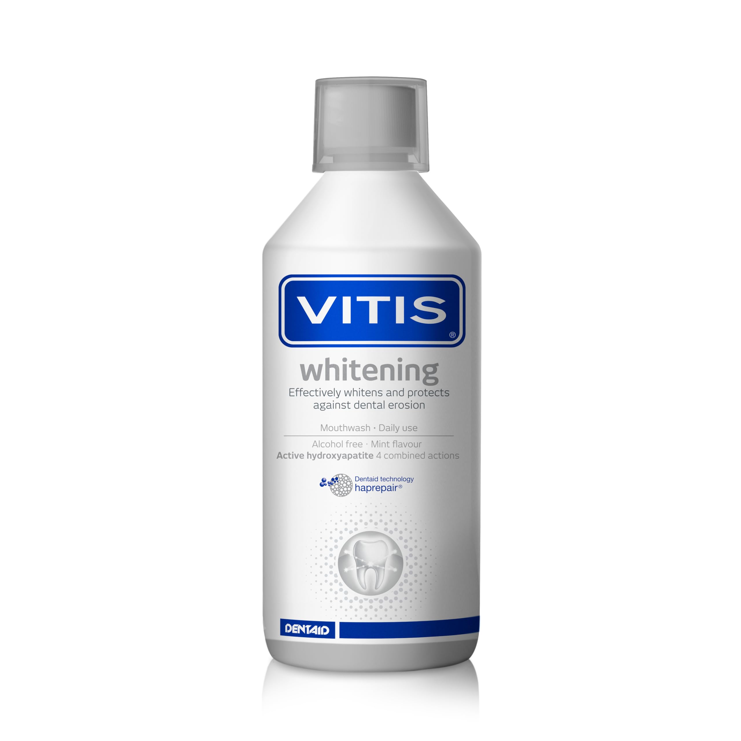 Vitis Whitening Mouthwash 500ml - Alcohol Free Fluoride Mouthwash with Hydroxyapatite for Teeth Whitening, Enamel Repair, Sensitive Teeth & Stain Protection
