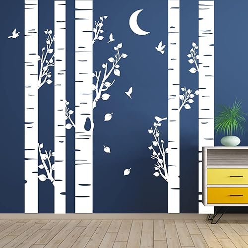 Adhesivo de pared de árbol gigante, altura de 8.2 pies, 5 calcomanías de árbol grande, bosque para sala de estar, decoración de guardería de bebé,