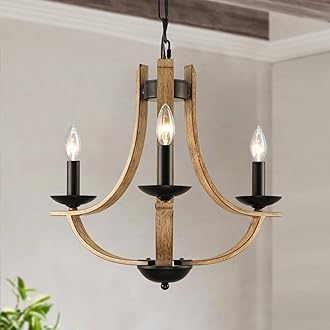 Farmhouse Chandelier for Dining Room 3-Light 19" Wide Adjustable Kitchen Island Pendant Lighting, Rustic Hanging Light Fixture for Entryway Foyer Bedroom Living Room,