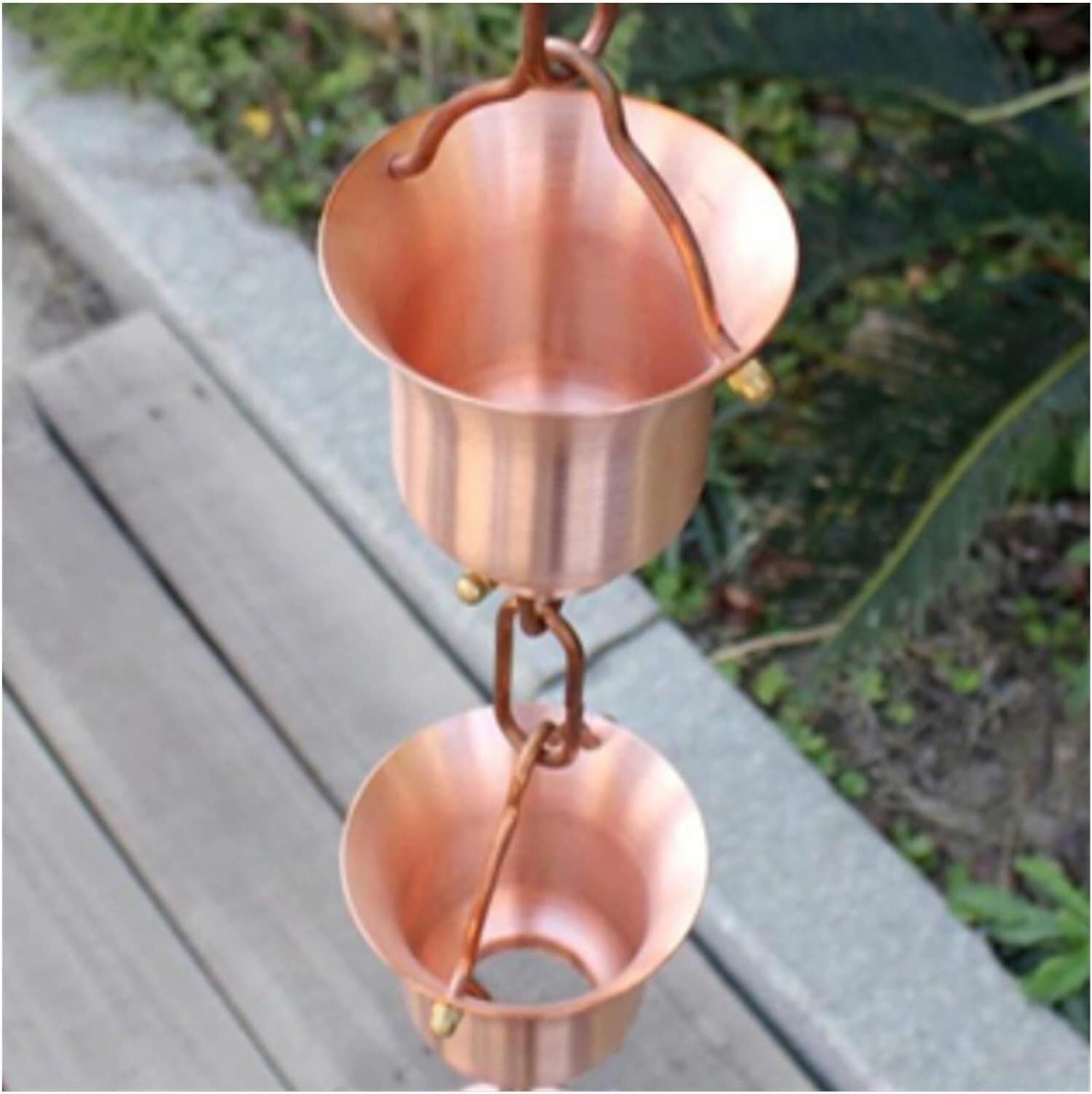 Rain Chains Rain Gutter Chains Pouring Cups, Adjustable Length Rain Chains Waterfall, Rainwater Collector Rain Chain Downspout