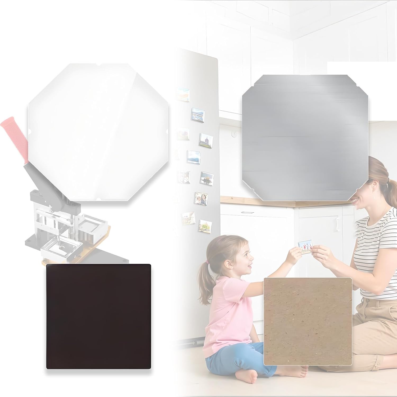 100/500Sets 2x2in Cardboard Magnet Materials, Square Button Parts, Refrigerator Magnets, for Badge Refill, Perfect for DIY Crafts. 500sets-2x2in
