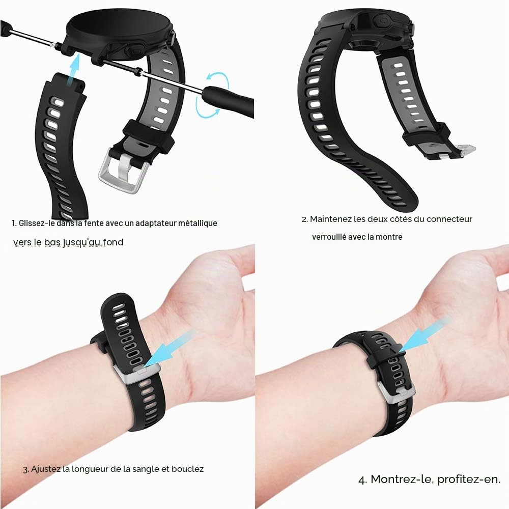 Bracelet pour Forerunner 735XT 235 235Lite 230 220 620 630, Bracelet de Remplacement Libération Rapide en Silicone Mince