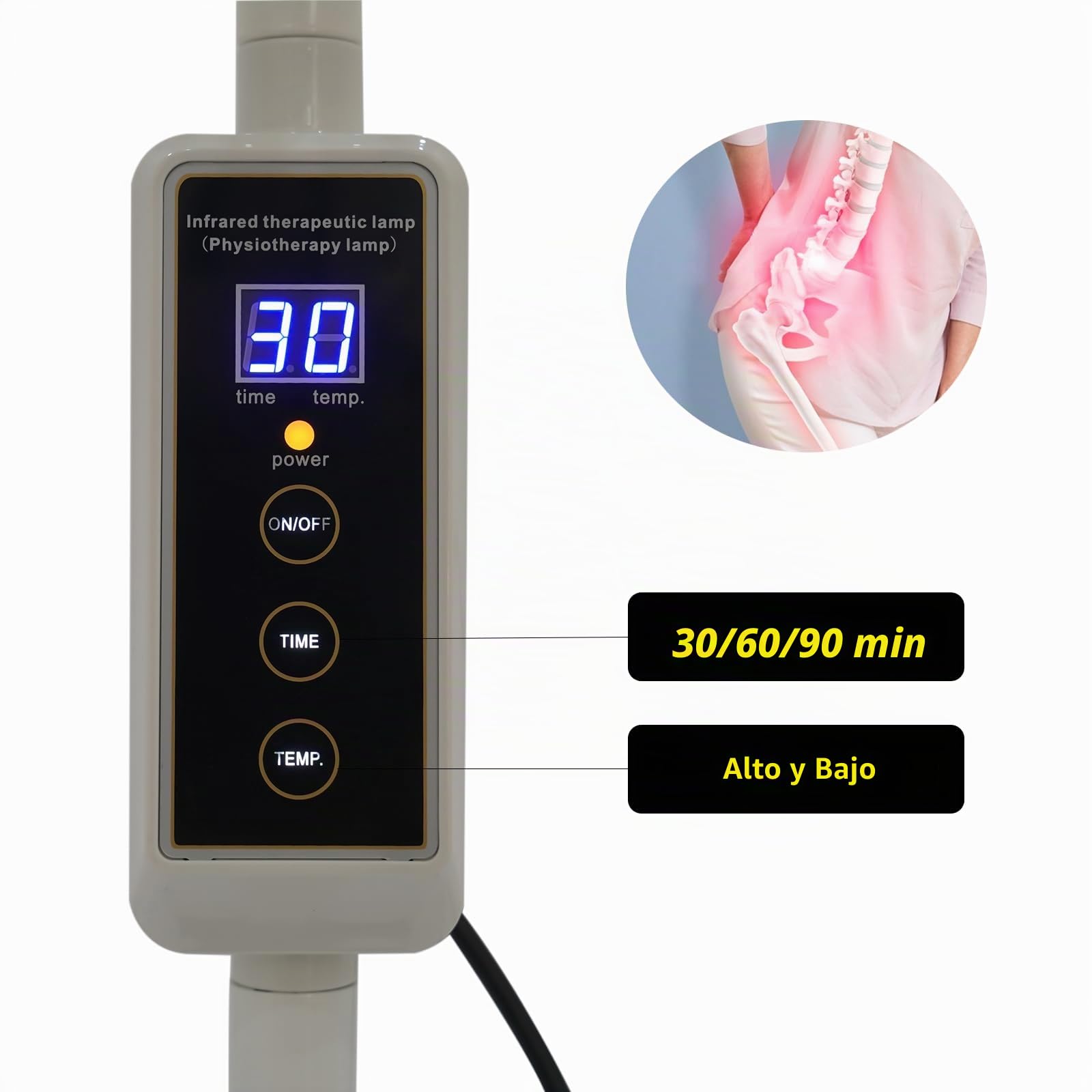 OUKANING Lámpara de acupuntura, lámpara de calor mineral TDP, temporizador de 30/60/90 min, 300 W, lámpara mox, faro infrarrojo, lámpara de terapia trasera y hombro