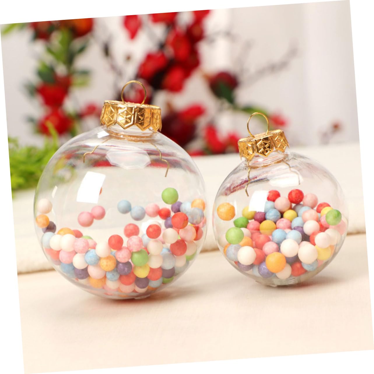 12stücke Transparente mit Anhänger Hängende Christbaumkugel-Ornamente für Fensterdeko Weihnachtsbaumdekoration und Partyzubehör