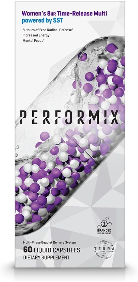 PERFORMIX Women's 8HR Time Released Multi Powered by SST, Performance Multivitamin, Energy, Fat Metabolism, Skin Hydration, 60 Count