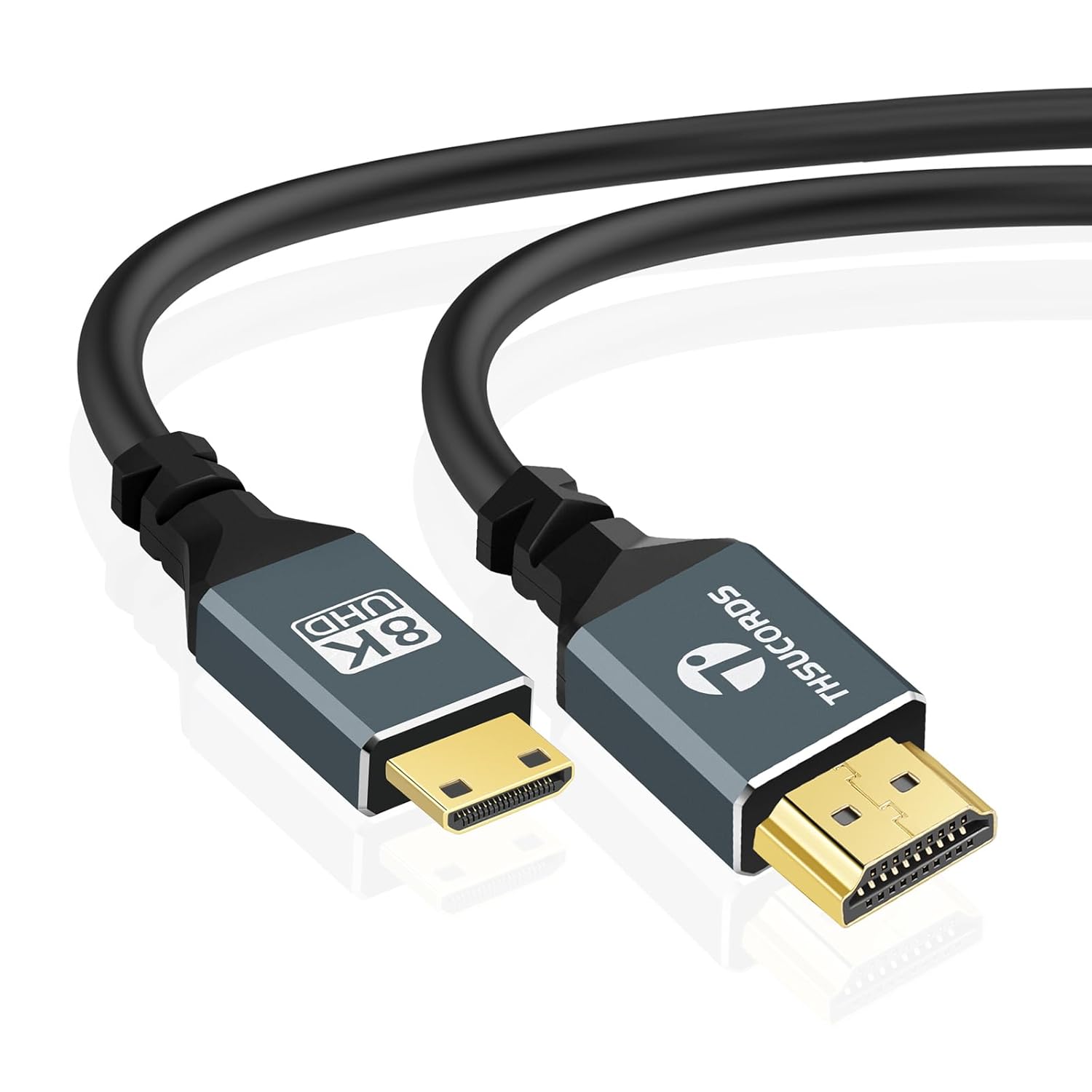 Thsucords 8K Mini HDMI to HDMI Cable 1.6FT, Flexible Thin