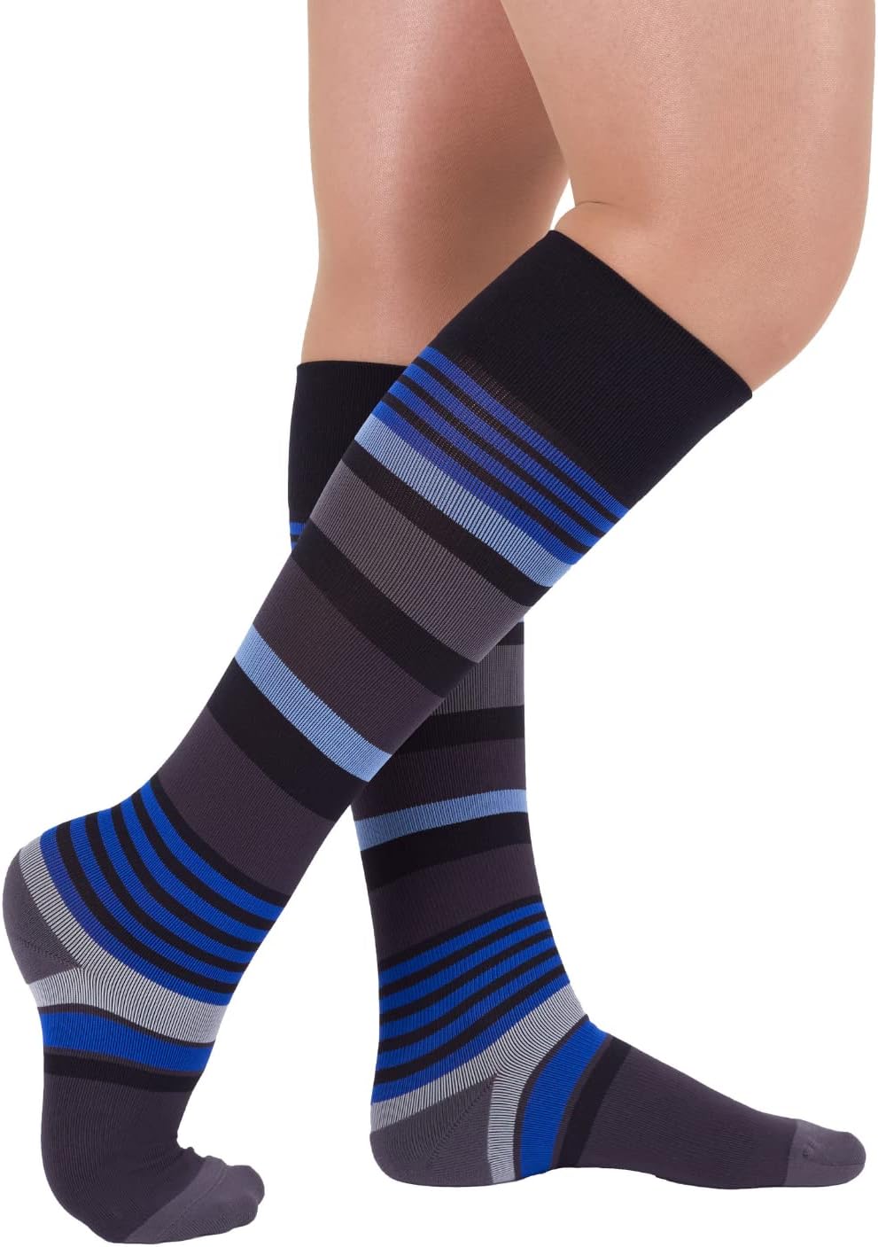 Rejuva Motley Stripe 20-30 mmHg Graduated Compression Socks for Men & Women