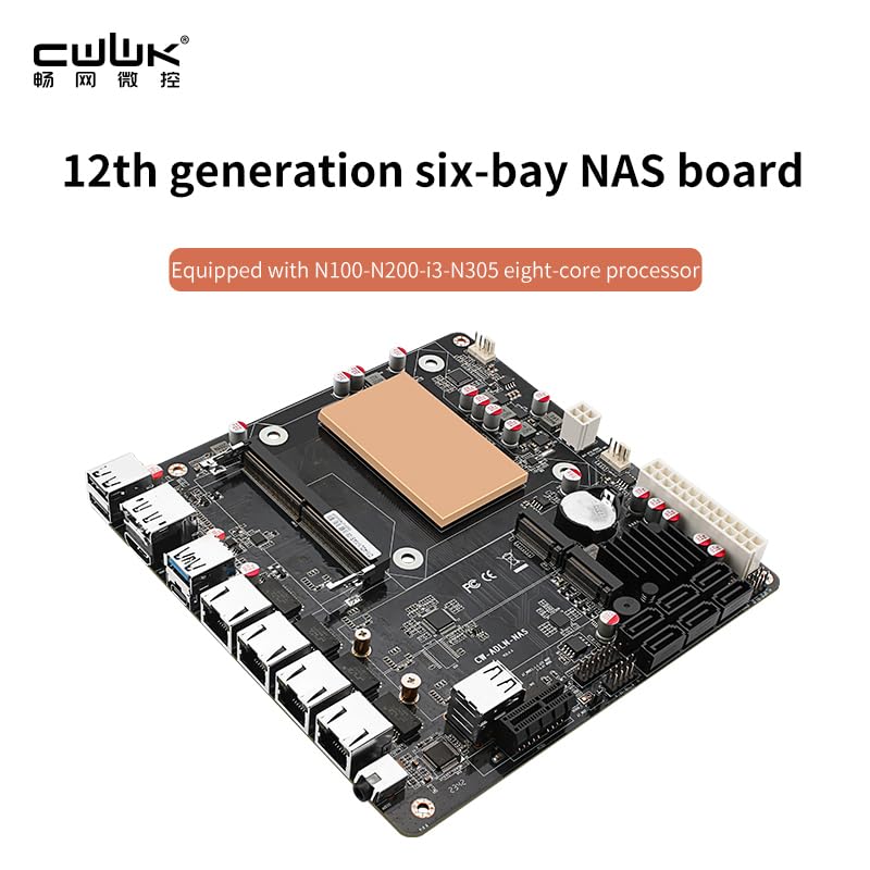 CWWk N100/i3-N305 six-Bay NAS Monster Board/4 Network 2.5G/6 SATA3.0/2 M.2 NVMe/115X Radiator ITX Board Type Motherboard (NAS Board-N305)