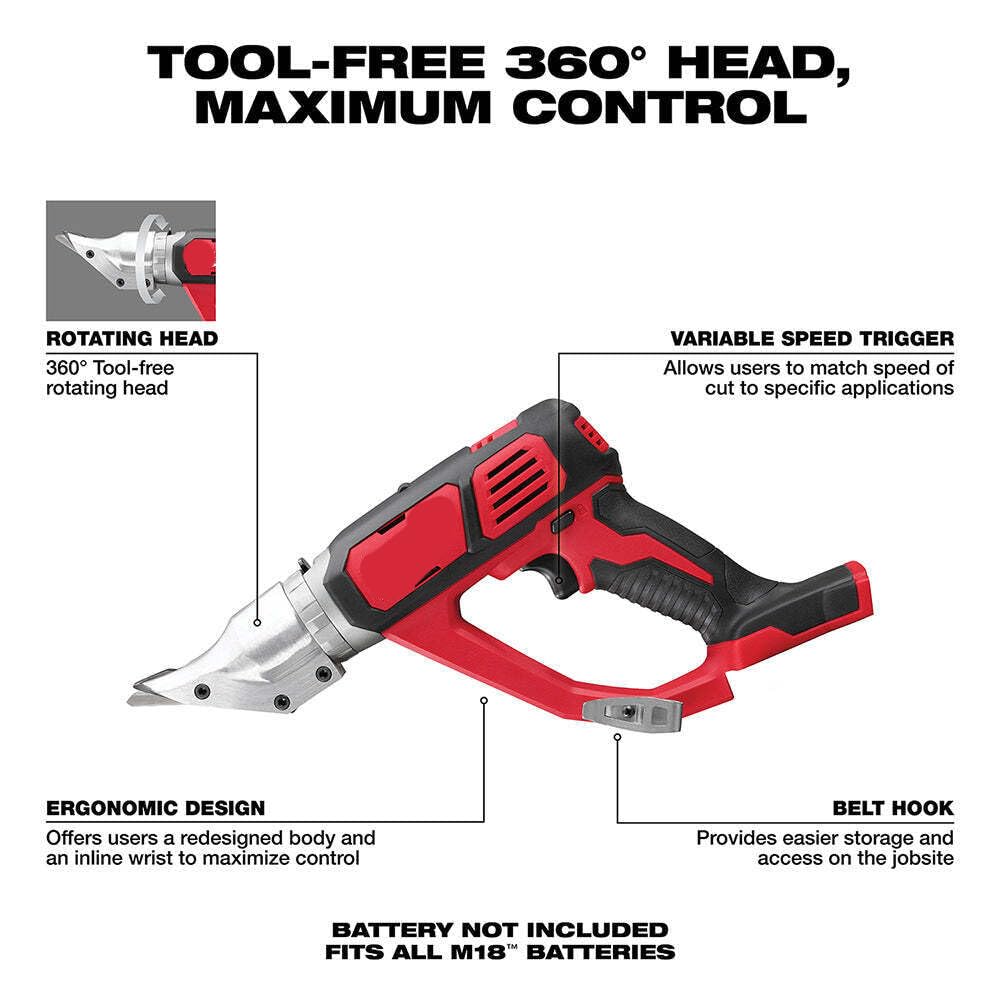 2635-20 Double Cut Shear Is Compatible with Milwaukee 2635-20 M18 18V 18 Gauge Cordless Double Cut Shear (Bare Tool)