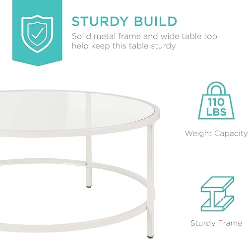 Miniatura 6 de Best Choice Products Mesa auxiliar redonda de cristal templado moderna de 36 pulgadas para sala de estar, comedor, té, decoración del hogar con