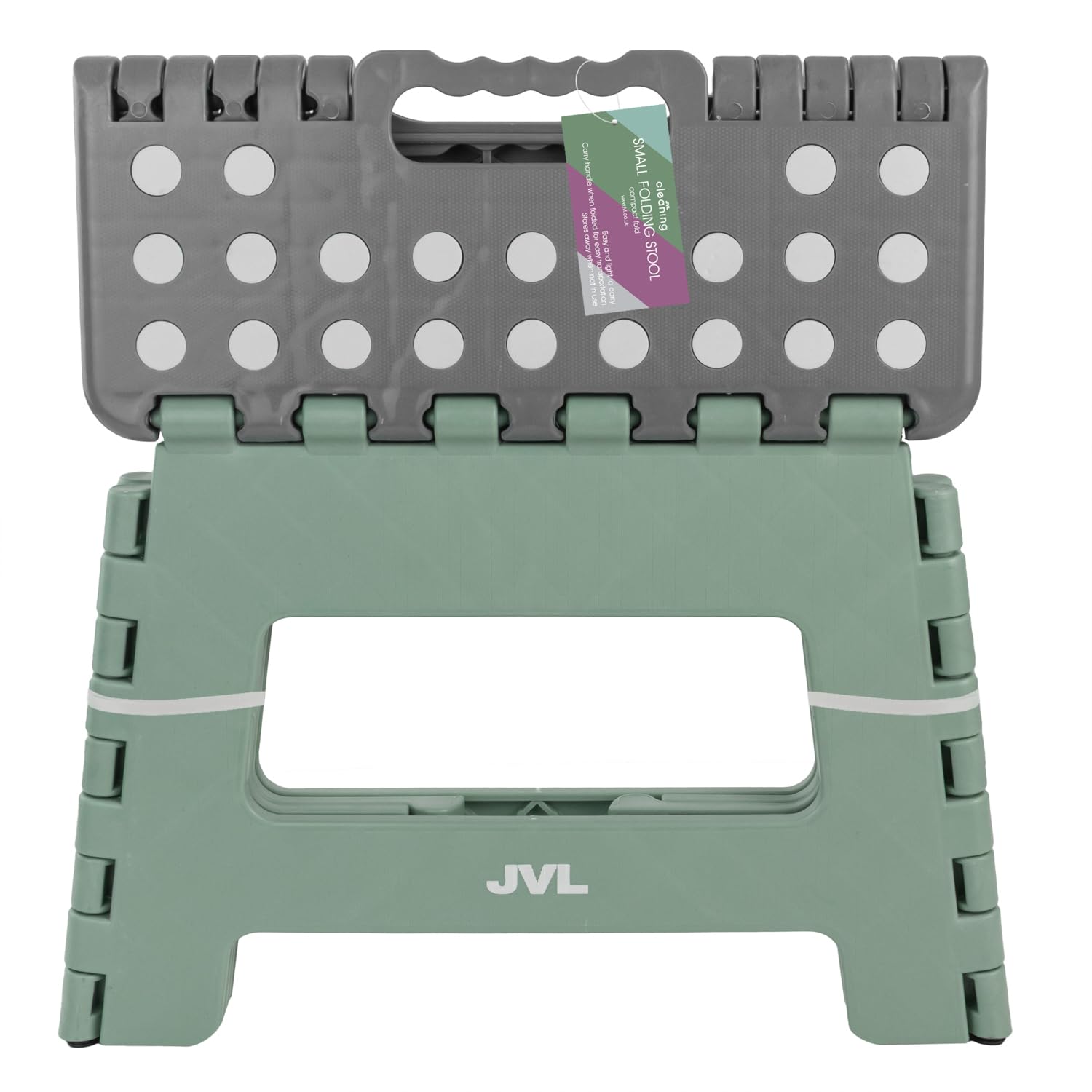 JVL Small Folding Step Stool – Lightweight, Kitchen, Bathroom, Children’s Step Stool – Green