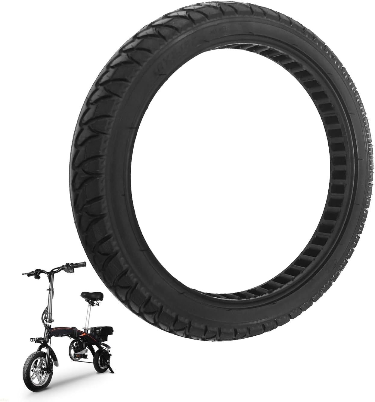 16X2.125 Bicycle Solid Tire, Bicycle Tubeless Solid Tire, for 16 inch Electric Bicycle, E-Bike Electric Tires [Puncture-Proof] [Anti-Skid] [Wear-Resistant] (1 Pack)