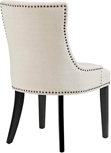 Miniatura 5 de Modway Marquis - Silla auxiliar Parsons moderna y elegante tapizada de tela con ribete de clavos y patas de madera, juego de 2, color beige