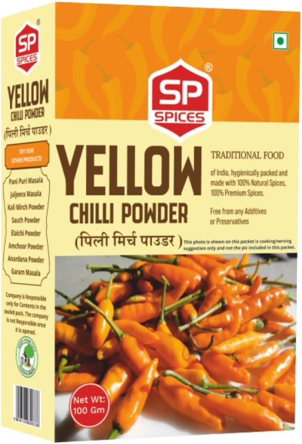 SP SPICES Organic Yellow Chilli Powder (100 gm) - Pure & Natural, No Preservatives