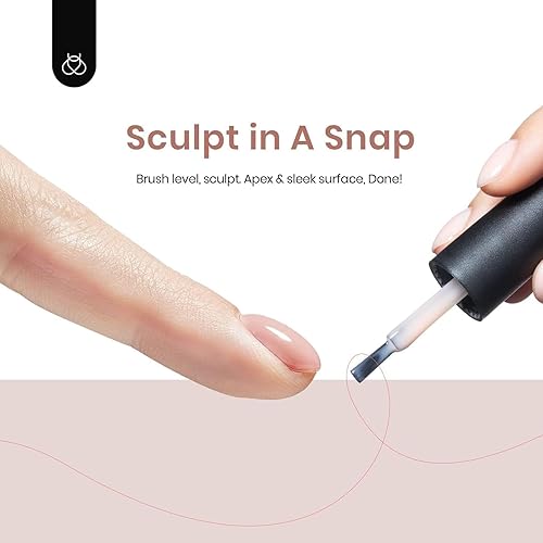 Miniatura 95 de Beetles Builder Gel de 0.5 onzas líquidas, gel fortalecedor 7 en 1 translúcido rosa nude, cepillo de extensión de uñas de gel UV en botella, no se